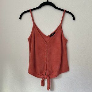 V-Neck Button Tie-front Tank Top